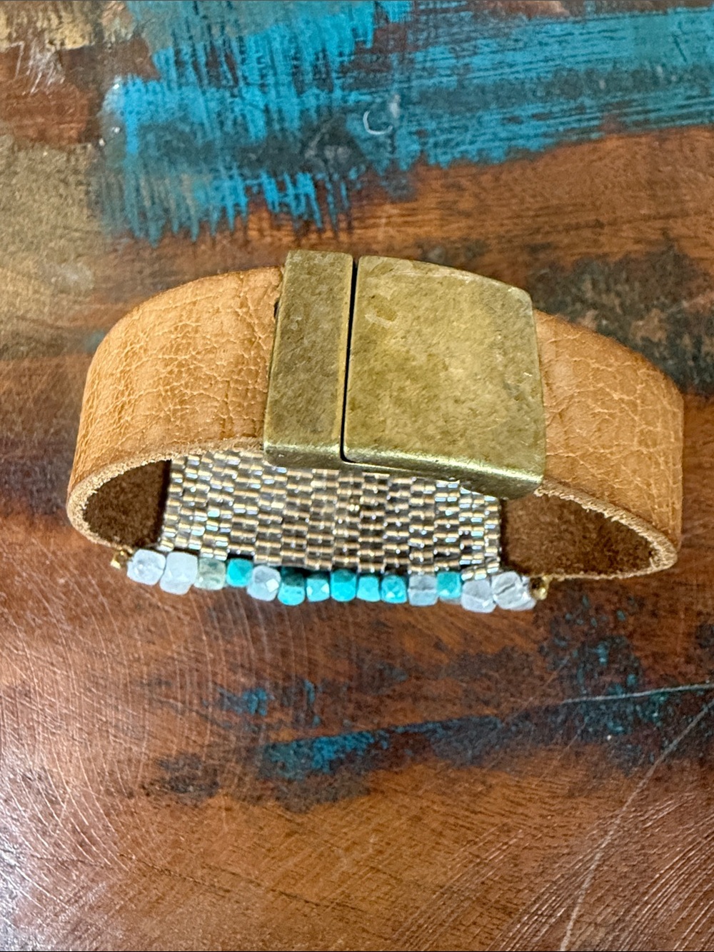 “Verdigris” leather cuff bracelet. New with tags from Sundance - Picture 5 of 5